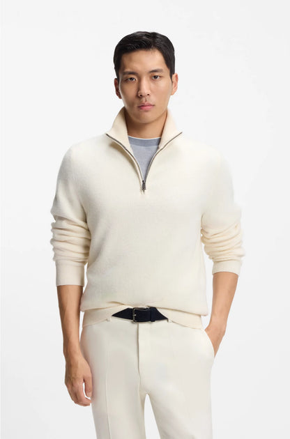 ZIP-NECK SWEATER IN ALPACA WOOL