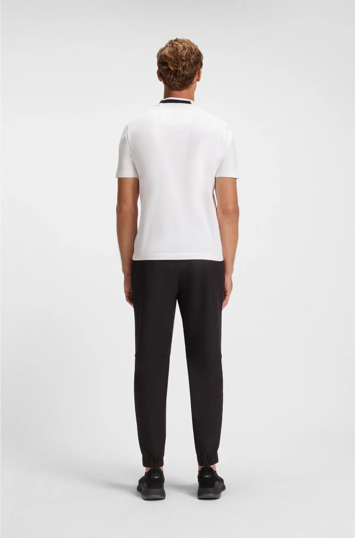 STRETCH-COTTON T-SHIRT WITH LOGO COLLAR
