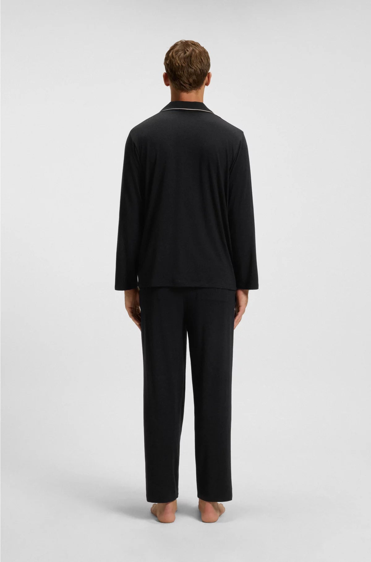 MELANGE PYJAMA SET WITH SIGNATURE-STRIPE PIPING