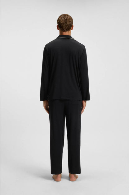 MELANGE PYJAMA SET WITH SIGNATURE-STRIPE PIPING