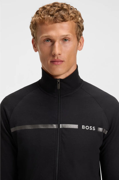 COTTON-TERRY JACKET WITH STRIPE AND LOGO