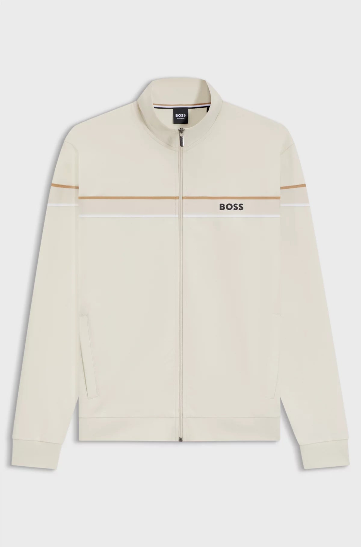 ZIP-UP JACKET IN COTTON TERRY WITH TAPE TRIMS