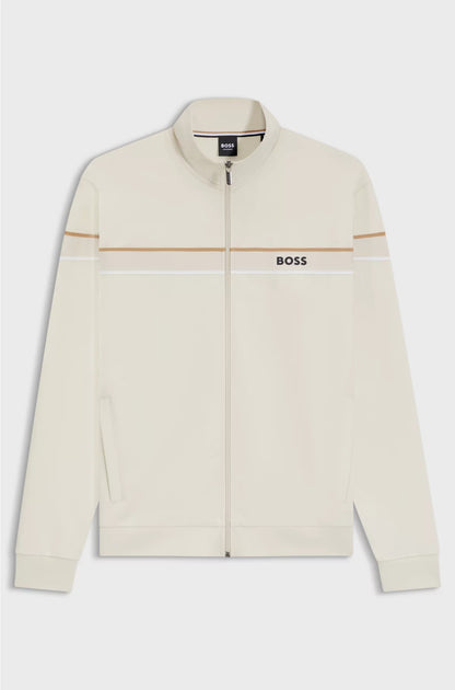 ZIP-UP JACKET IN COTTON TERRY WITH TAPE TRIMS
