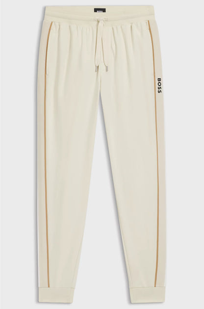COTTON-TERRY TRACKSUIT BOTTOMS WITH TAPE AND LOGO