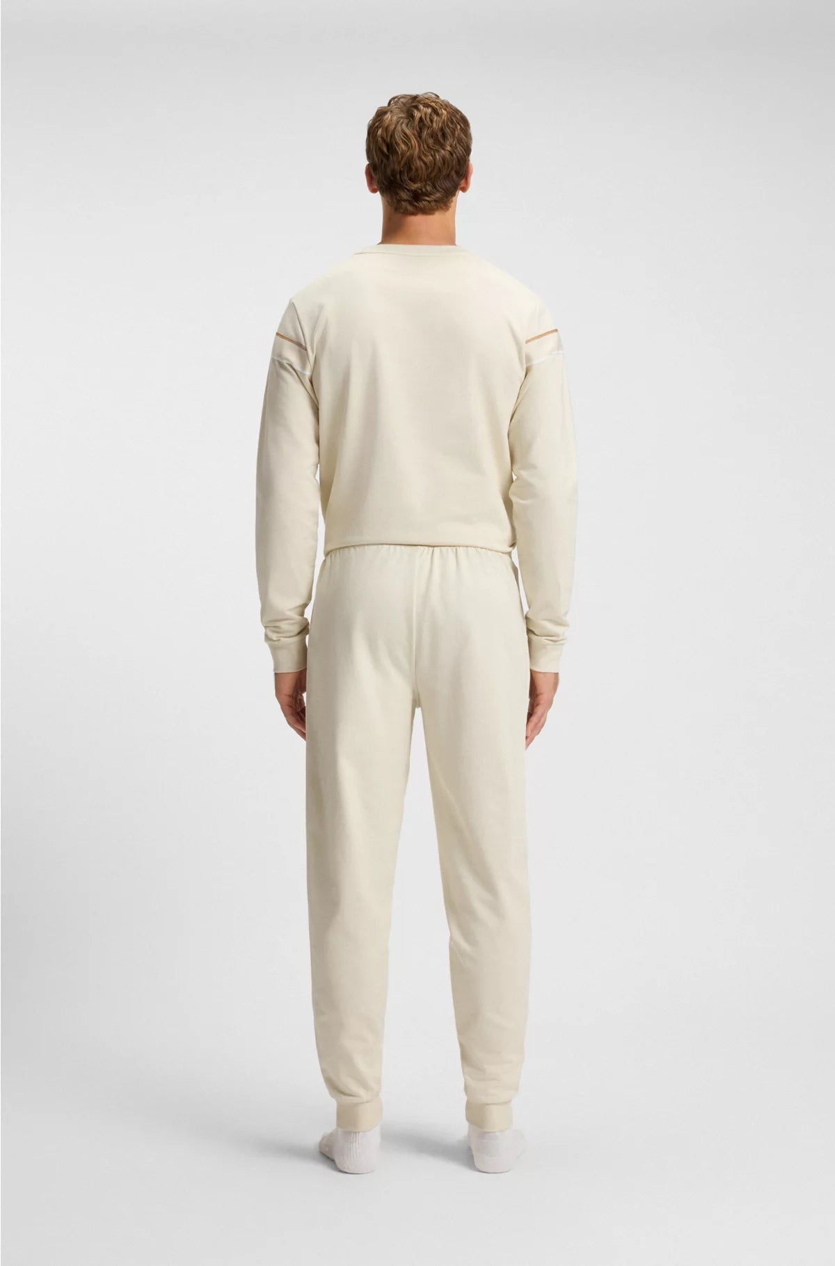 COTTON-TERRY TRACKSUIT BOTTOMS WITH TAPE AND LOGO