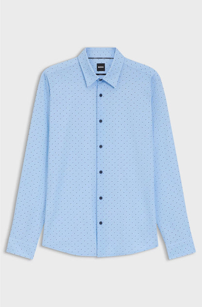 SLIM-FIT SHIRT IN PRINTED PERFORMANCE-STRETCH JERSEY