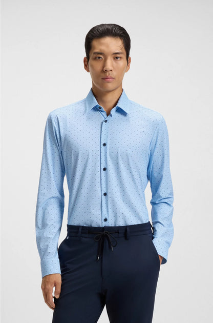 SLIM-FIT SHIRT IN PRINTED PERFORMANCE-STRETCH JERSEY