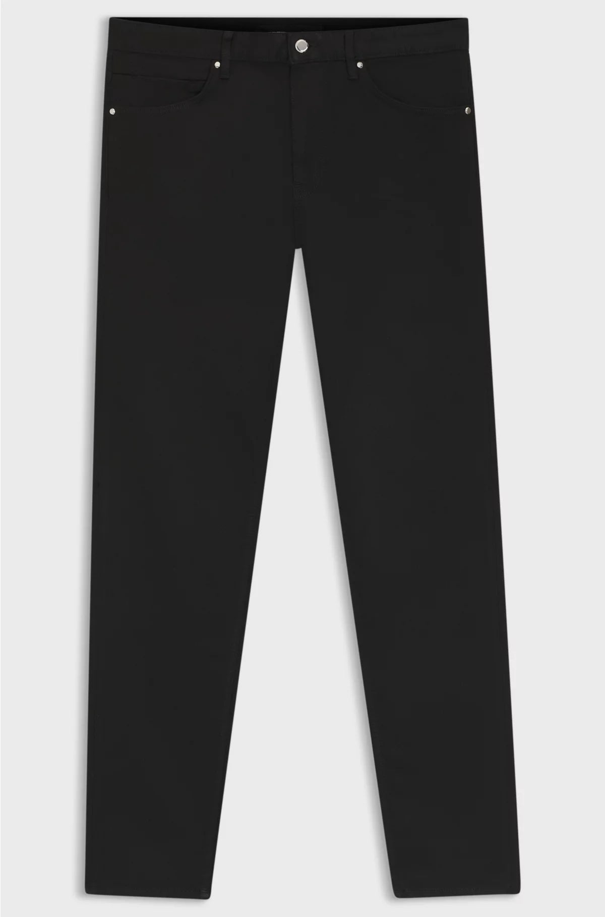 TAPERED-FIT JEANS IN BLACK STRETCH DENIM