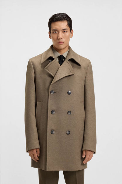 SLIM-FIT PEACOAT IN WOOL AND CASHMERE