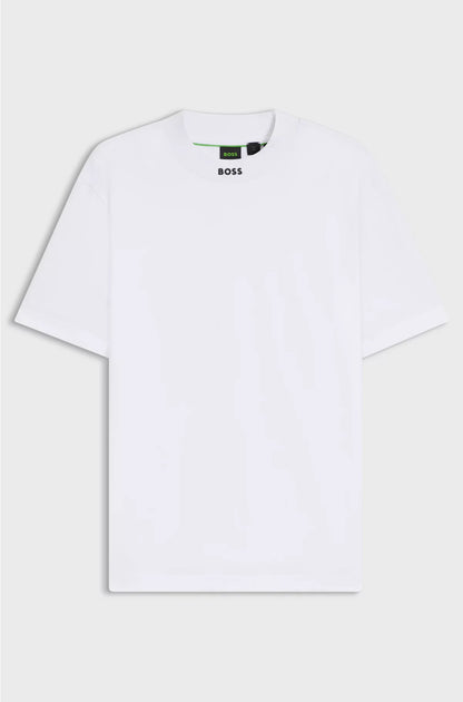 RELAXED-FIT T-SHIRT IN STRETCH COTTON WITH LOGO COLLAR