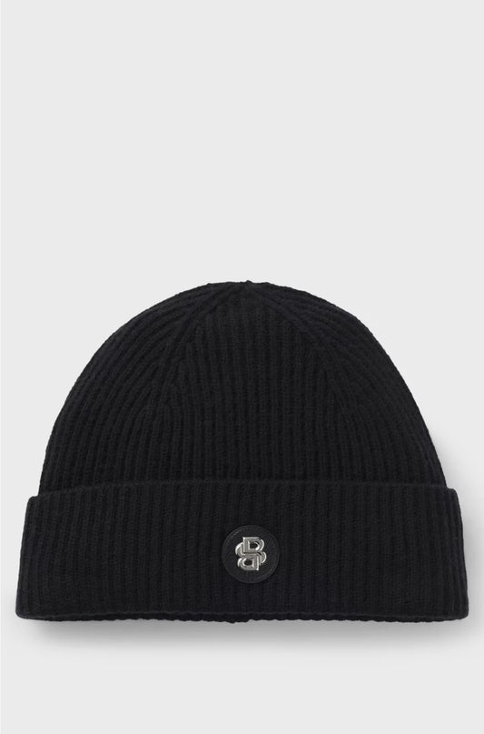 WOOL-CASHMERE BEANIE HAT WITH DOUBLE B MONOGRAM