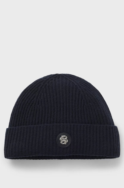 WOOL-CASHMERE BEANIE HAT WITH DOUBLE B MONOGRAM
