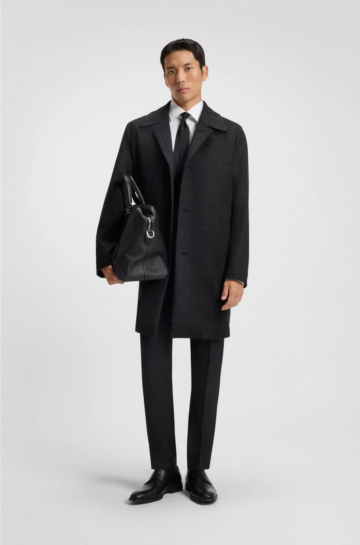 RELAXED-FIT COAT IN CHECKED WOOL AND CASHMERE