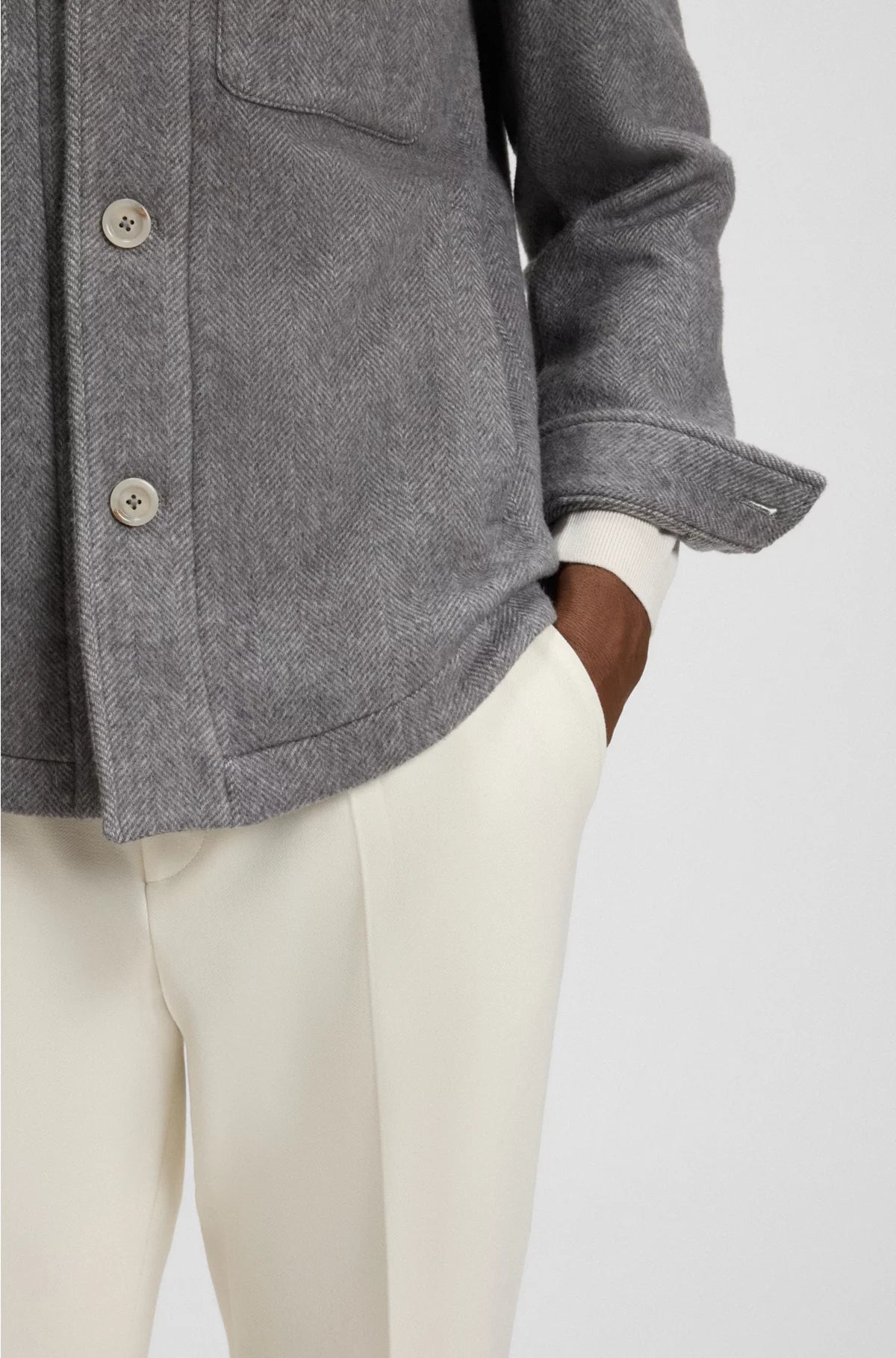 RELAXED-FIT OVERSHIRT IN HERRINGBONE FABRIC