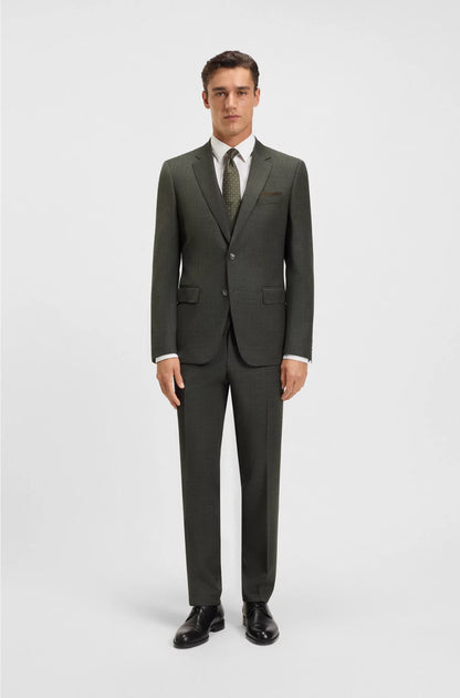 THREE-PIECE SLIM-FIT SUIT IN PATTERNED STRETCH WOOL