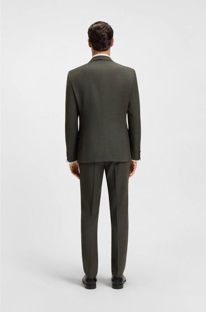 THREE-PIECE SLIM-FIT SUIT IN PATTERNED STRETCH WOOL