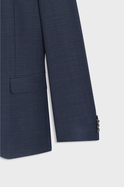 TWO-PIECE SLIM-FIT SUIT IN CHECKED VIRGIN WOOL