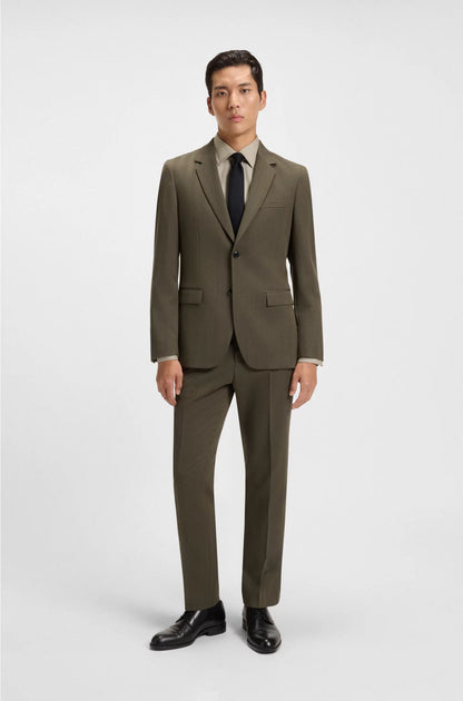 TWO-PIECE SLIM-FIT SUIT IN A HERRINGBONE WOOL BLEND