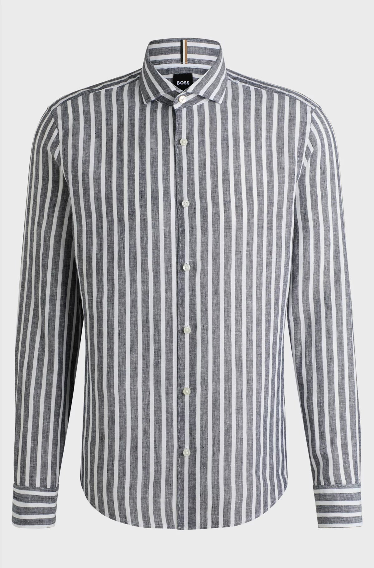 REGULAR-FIT SHIRT IN STRIPED LINEN CHAMBRAY