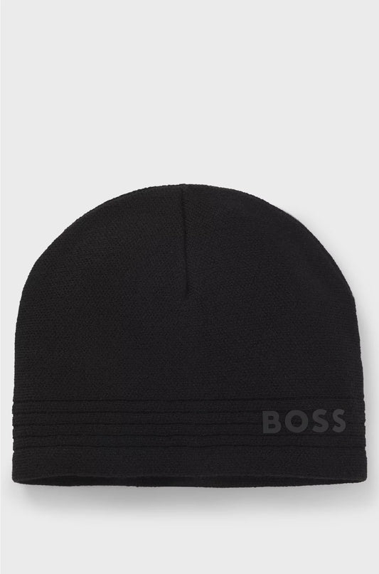 WOOL-BLEND BEANIE HAT WITH RUBBER-PRINT LOGO