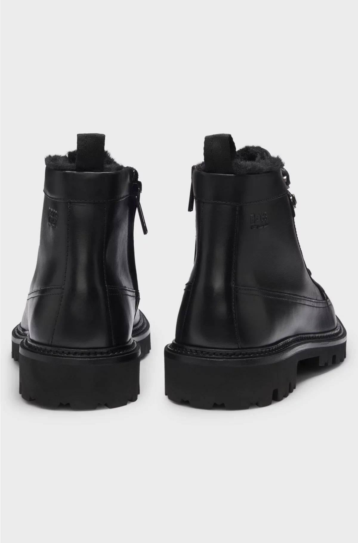 LEATHER HALF BOOTS WITH FAUX-FUR LINING