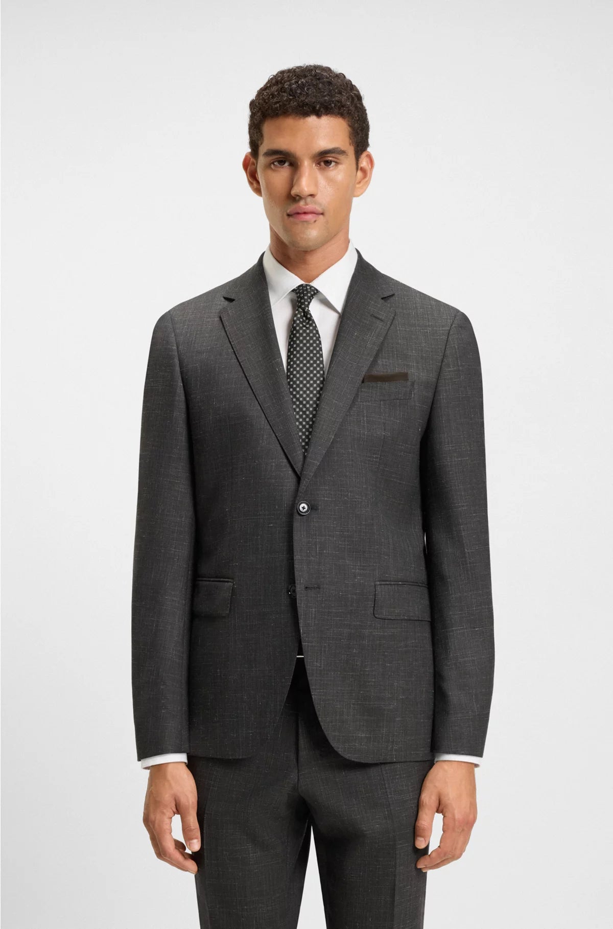 TWO-PIECE REGULAR-FIT SUIT IN WOOL AND LINEN