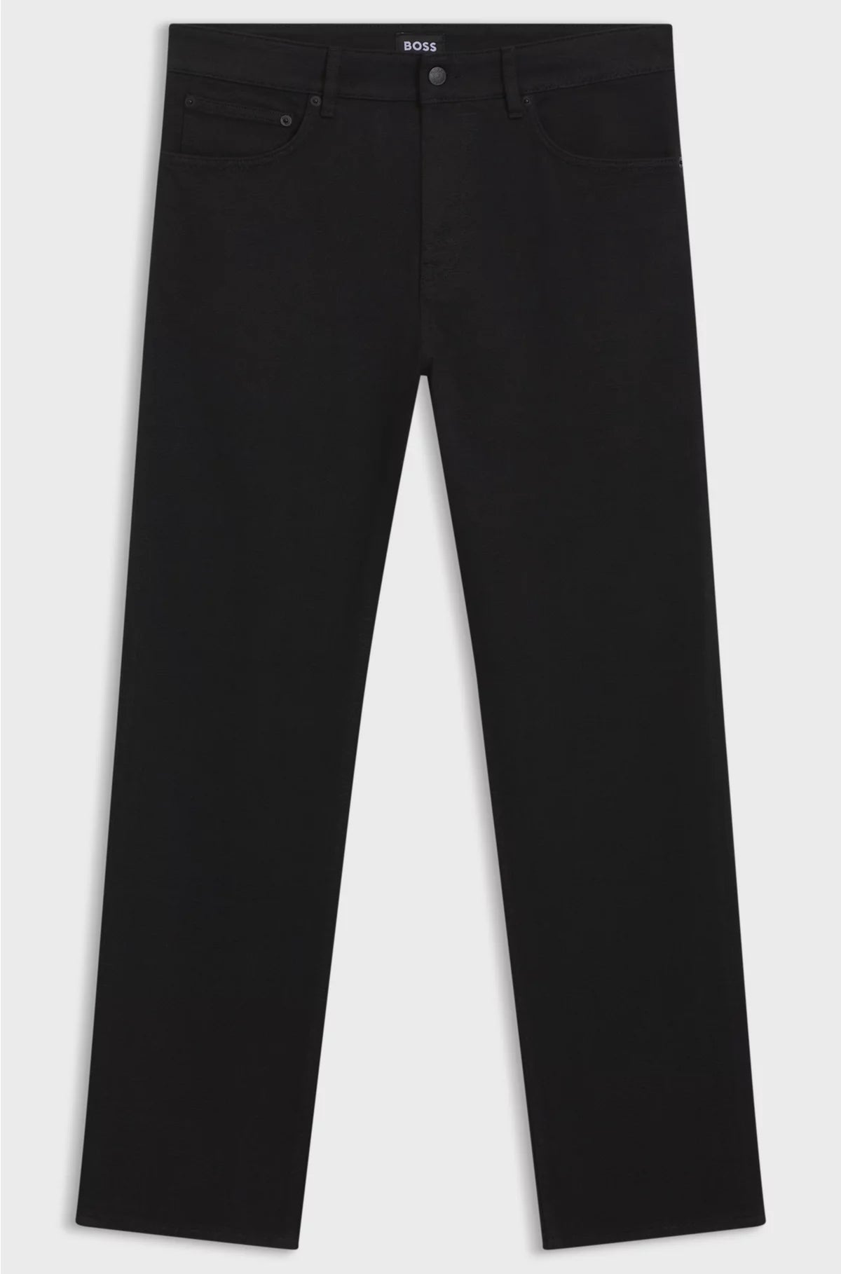 TAPERED-FIT JEANS IN LASER-PATTERNED BLACK DENIM