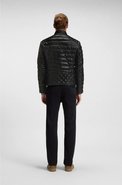 NAPPA-LEATHER JACKET WITH MIXED QUILTING