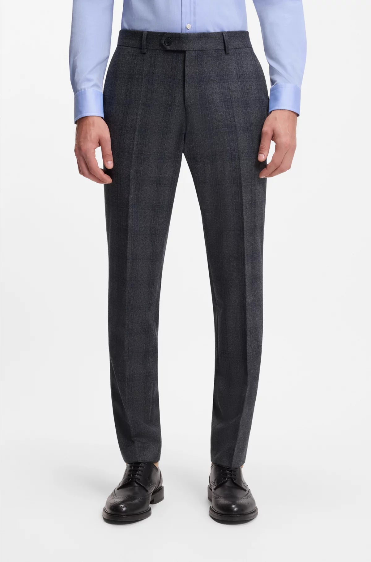 SLIM-FIT TROUSERS IN CHECKED VIRGIN WOOL