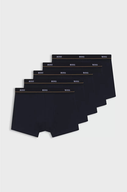 FIVE-PACK OF STRETCH-COTTON TRUNKS WITH LOGO WAISTBANDS