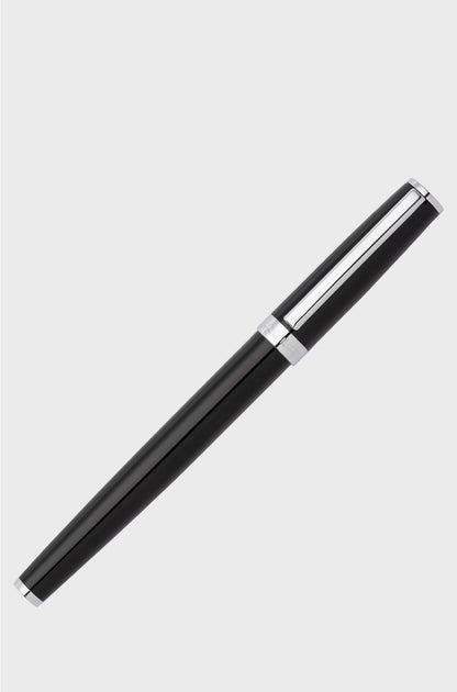 GLOSSY-BLACK LACQUER FOUNTAIN PEN WITH LOGO RING