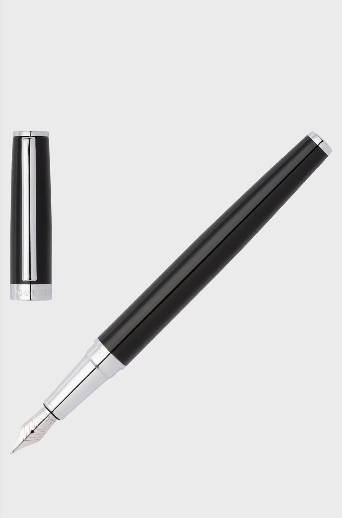 GLOSSY-BLACK LACQUER FOUNTAIN PEN WITH LOGO RING