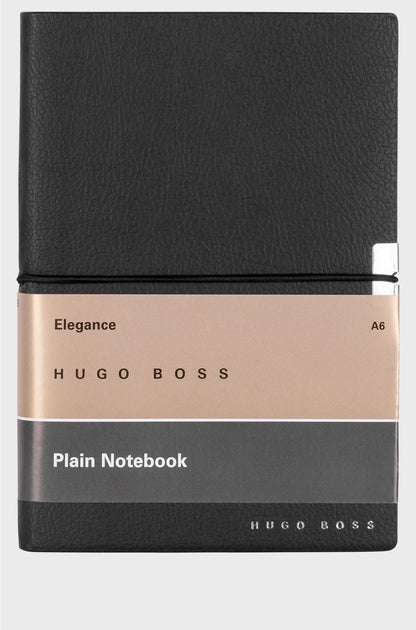 A6 NOTEBOOK IN BLACK FAUX LEATHER WITH ELASTICATED BAND
