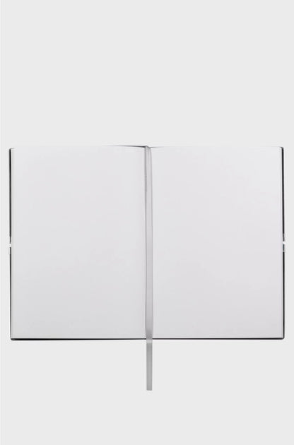 A5 NOTEBOOK IN GREY FAUX LEATHER WITH ELASTICATED BAND