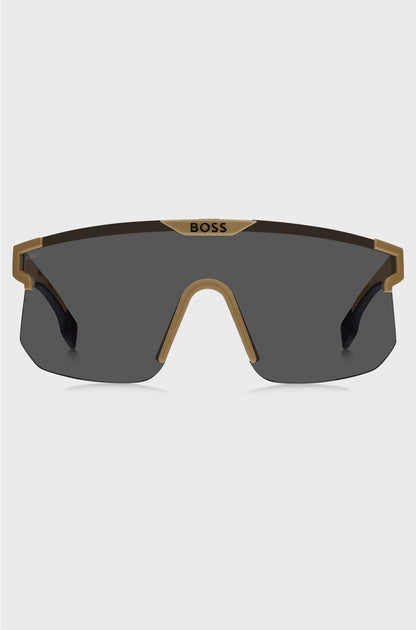 CAMEL MASK-STYLE SUNGLASSES WITH BRANDED TEMPLES AND BRIDGE