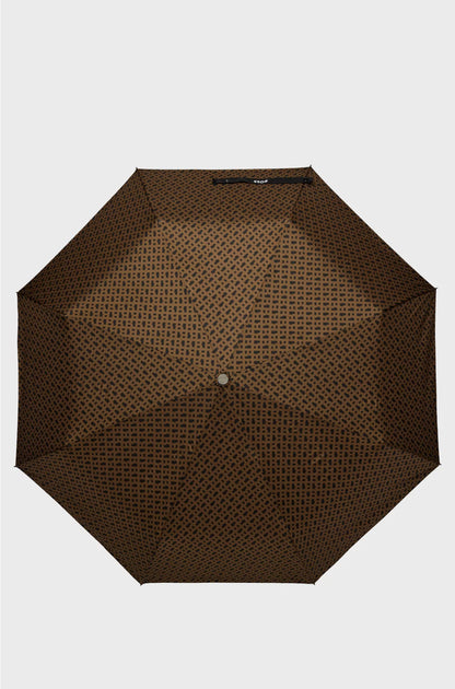 CAMEL MONOGRAM-PATTERN UMBRELLA WITH LOGO STRAP