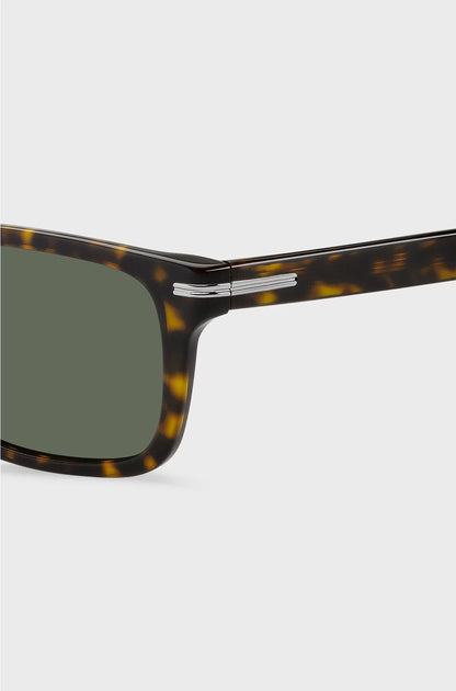 HAVANA-ACETATE SUNGLASSES WITH SILVER-TONE HARDWARE