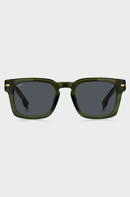 GREEN-ACETATE SUNGLASSES WITH GOLD-TONE HARDWARE
