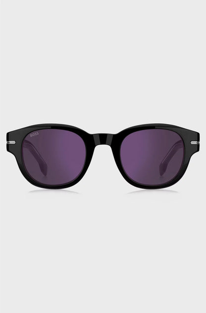 BLACK-ACETATE SUNGLASSES WITH VIOLET LENSES