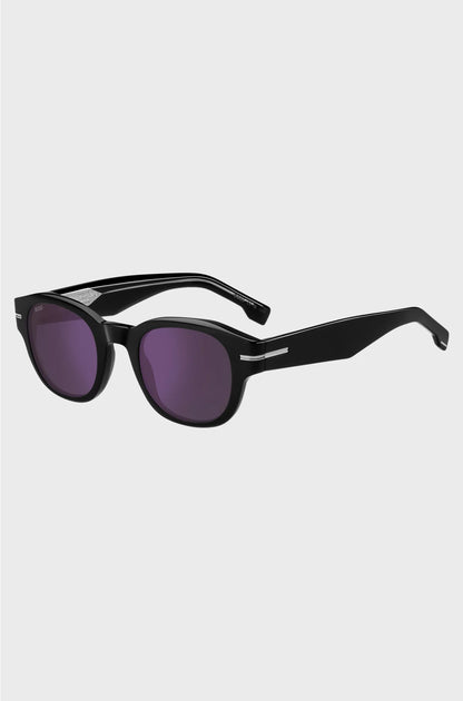 BLACK-ACETATE SUNGLASSES WITH VIOLET LENSES