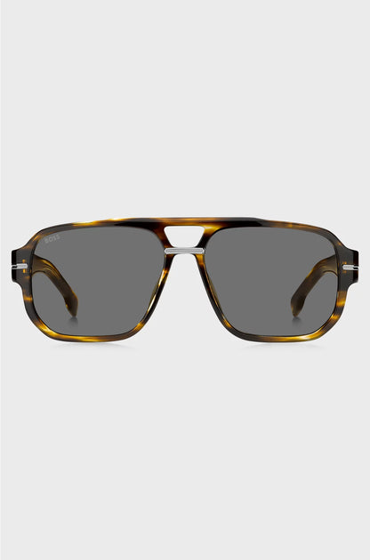PATTERNED-ACETATE SUNGLASSES WITH SILVER-TONE DETAILS