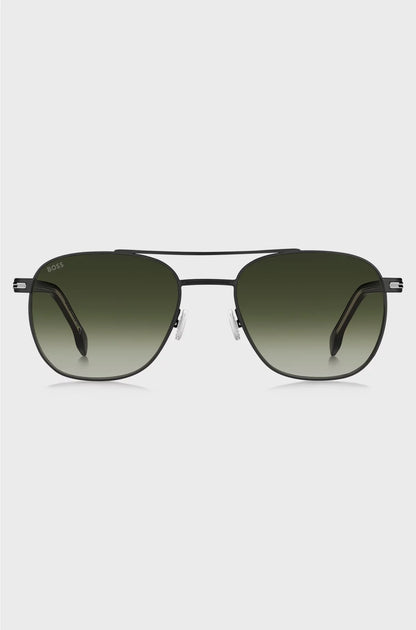 DOUBLE-BRIDGE SUNGLASSES IN BLACK STEEL