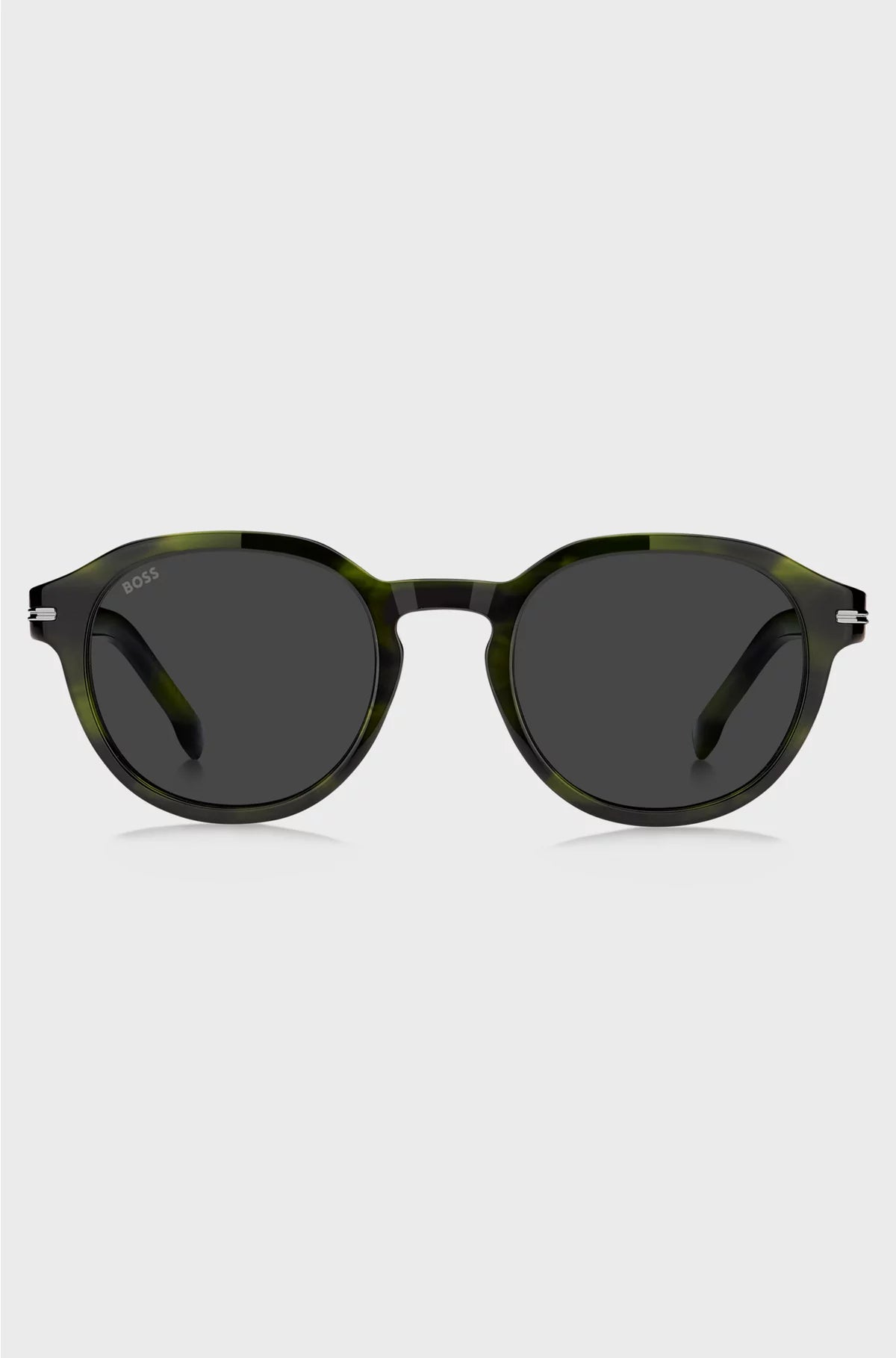 GREEN-HORN SUNGLASSES WITH SILVER-TONE HINGES