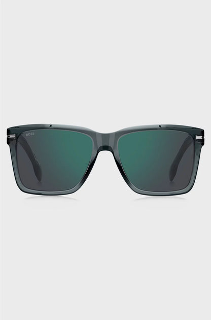 GREY-ACETATE SUNGLASSES WITH SILVER-TONE TRIMS