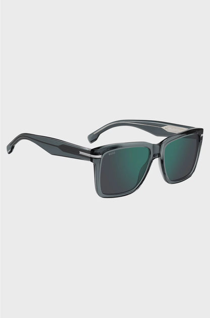GREY-ACETATE SUNGLASSES WITH SILVER-TONE TRIMS