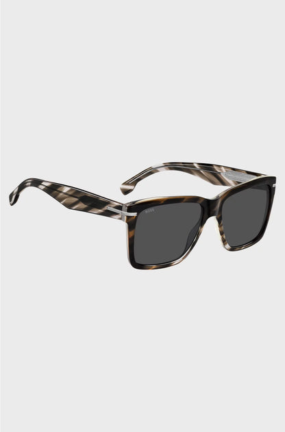 PATTERNED-ACETATE SUNGLASSES WITH SILVER-TONE TRIMS