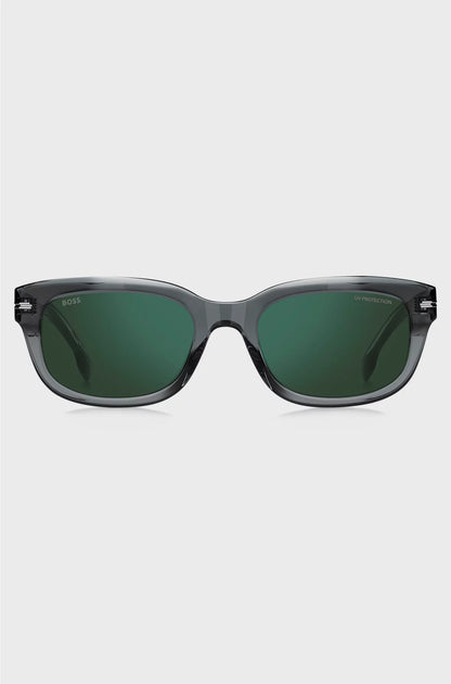 GREY-ACETATE SUNGLASSES WITH GREEN LENSES