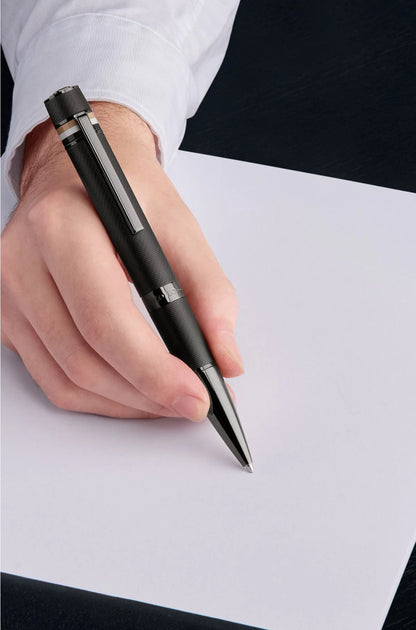 TEXTURED-BARREL BALLPOINT PEN WITH SIGNATURE-STRIPE RING