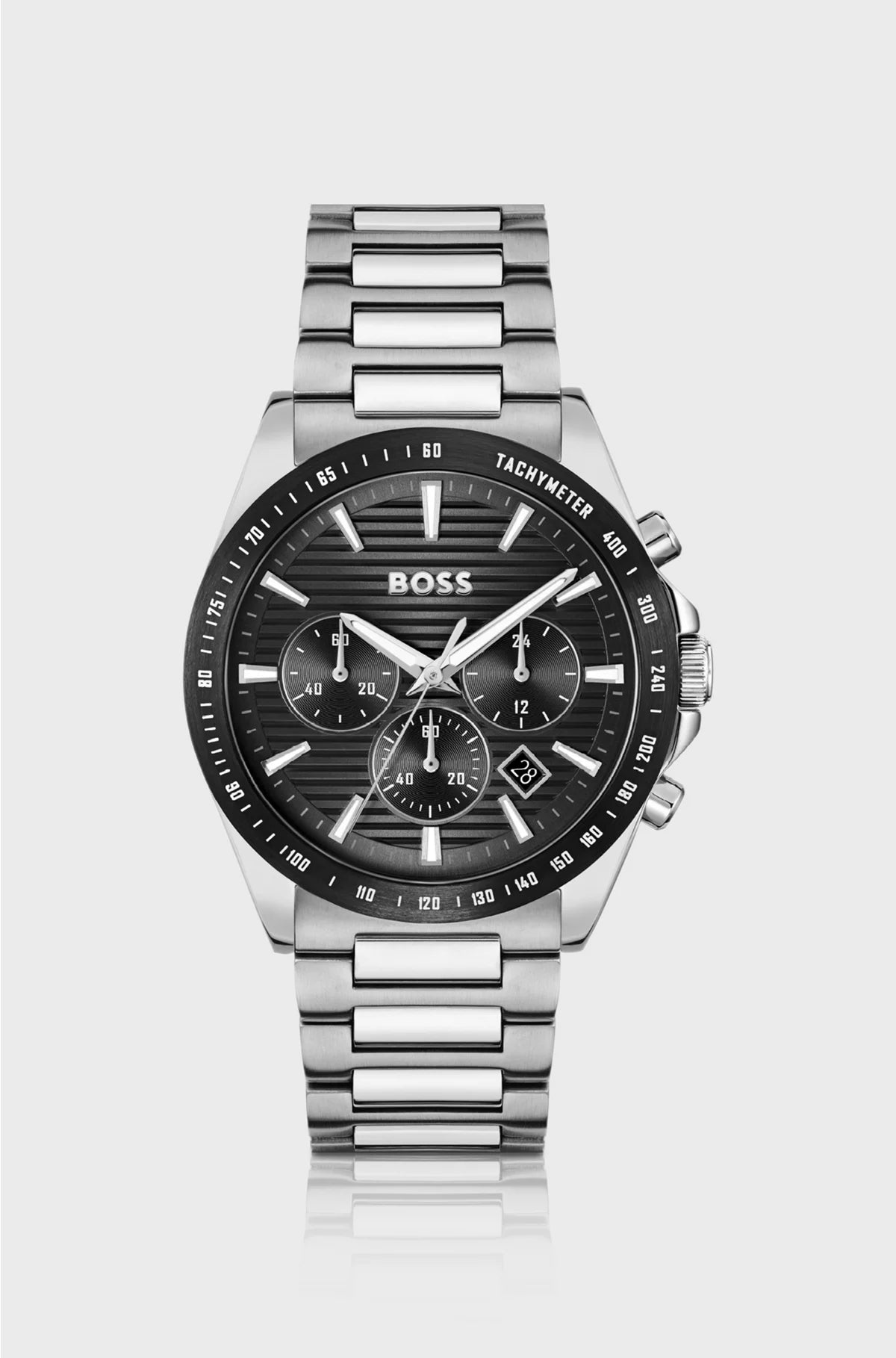 STRIKE BLACK-DIAL CHRONOGRAPH WATCH WITH H-LINK BRACELET