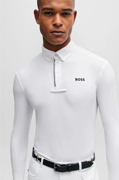 EQUESTRIAN SHOW SHIRT IN WHITE WITH SIGNATURE-STRIPE DETAILS